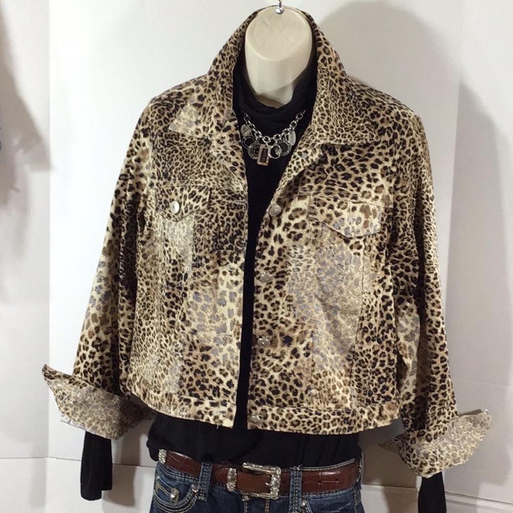 J. Marco leopard print cropped jacket